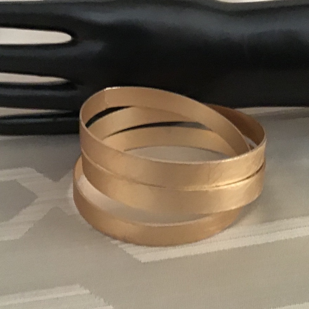 Unique gold color metal cuff bracelet matte finish